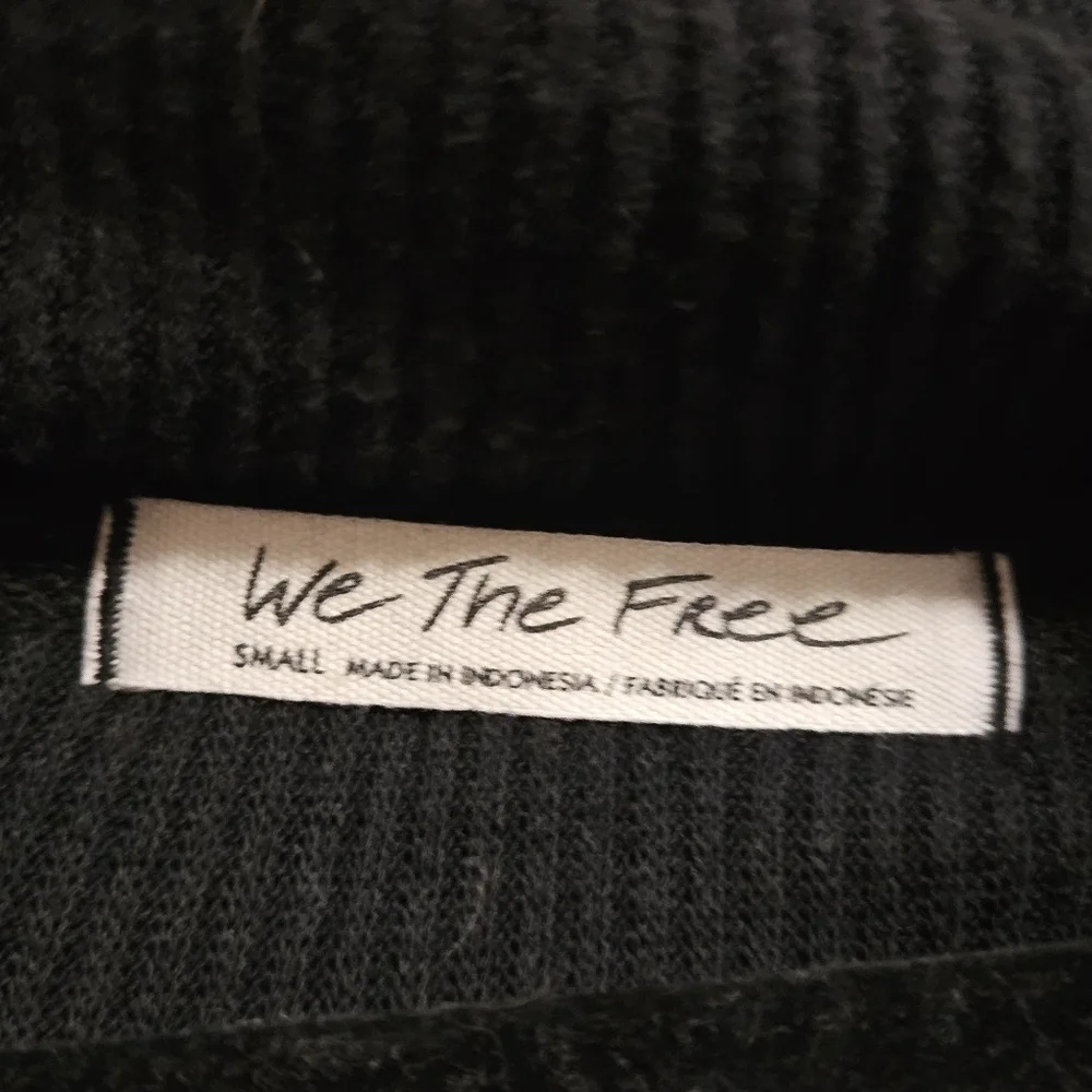 Free People We The Free Juicy Ribbed Cowl Neck Oversized Top Black S NWT